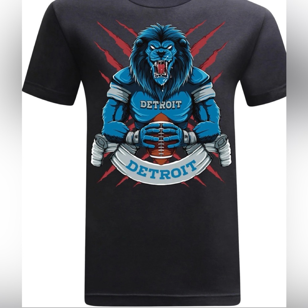 Detroit Football Team Lions Game Garment Men’s T-Shirt XX Large-Black